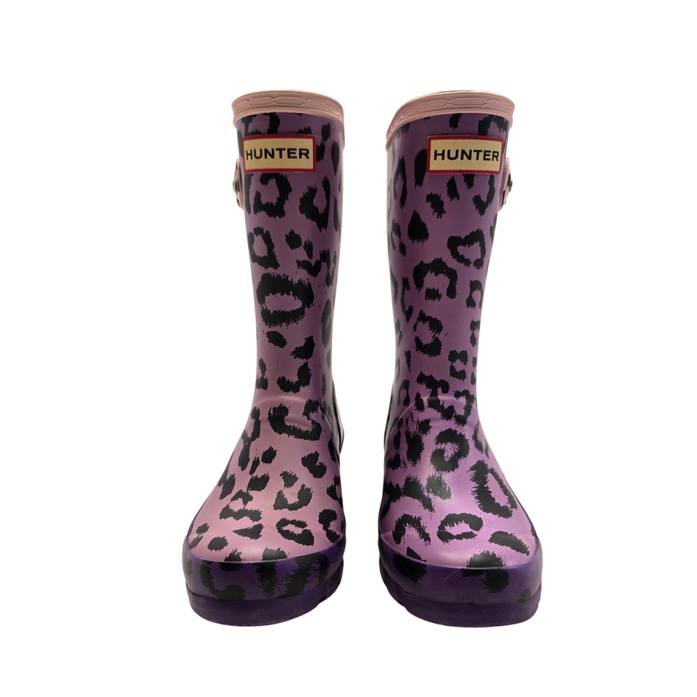 Hunter Kids First Classic Leopard Print Rain Boots Purple Pink US 13B 1G EU 31